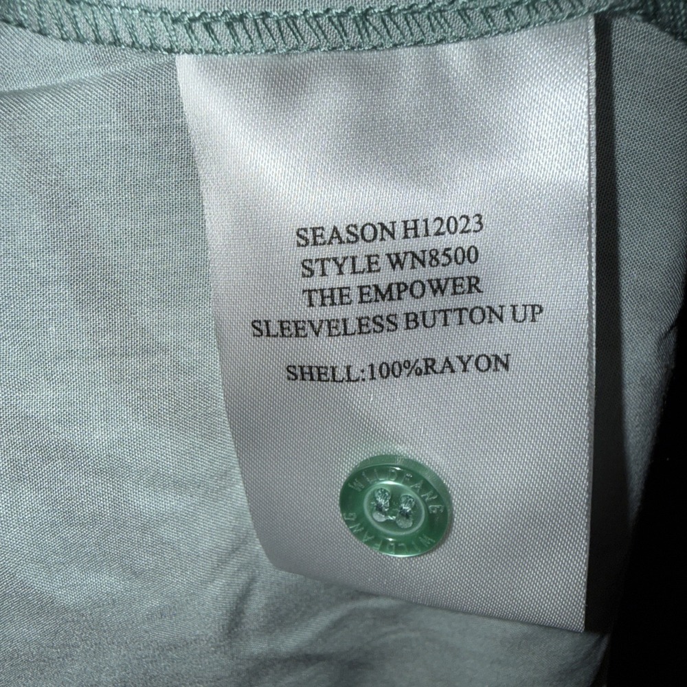 NWT Wildfang Empowered Sleeveless Button Green Zebra Animal Print S 21" PtoP - Picture 5 of 5